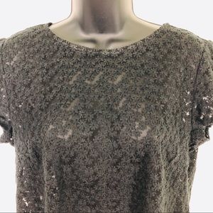 LOFT black Floral lace top size Medium